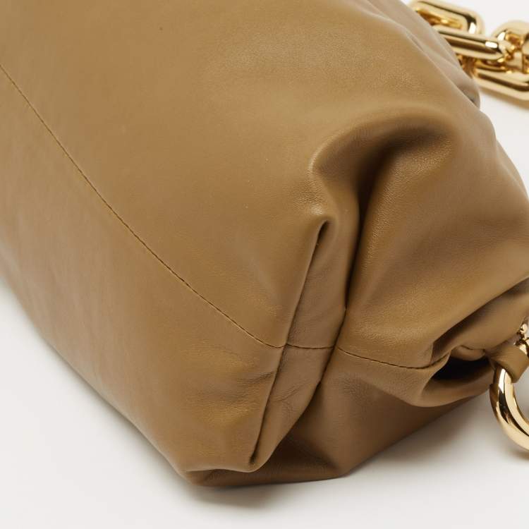 Pre Owned Bottega Veneta Tan Leather Chain Pouch Clutch