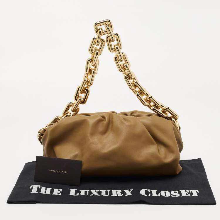 Pre Owned Bottega Veneta Tan Leather Chain Pouch Clutch
