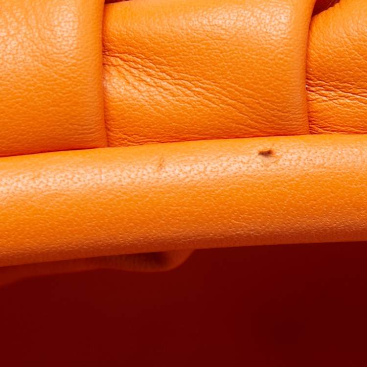 Pre Owned Bottega Veneta Orange Leather The Pouch Clutch