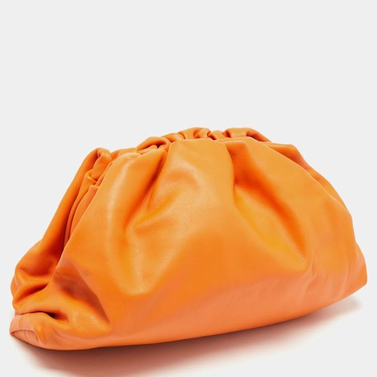 Pre Owned Bottega Veneta Orange Leather The Pouch Clutch