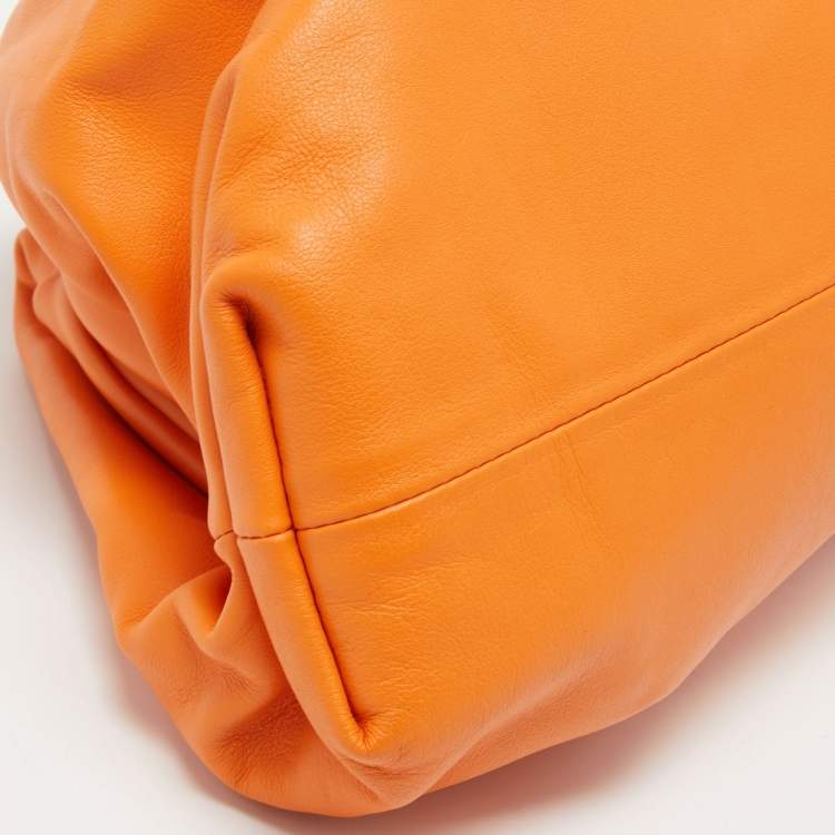 Pre Owned Bottega Veneta Orange Leather The Pouch Clutch
