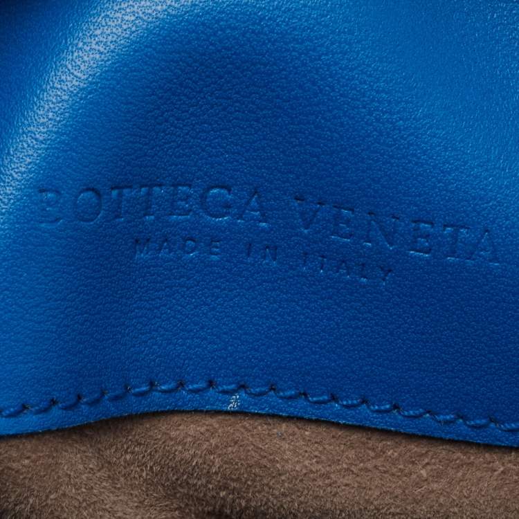 Pre Owned Bottega Veneta Blue Intrecciato Leather and Karung Frame Tote