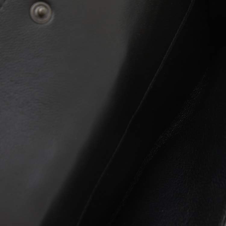 Pre Owned Bottega Veneta Black Intrecciato Leather Flap Continental Wallet