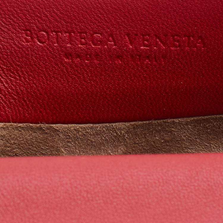Pre Owned Bottega Veneta Red Intrecciato Leather Alumna Top Handle Bag