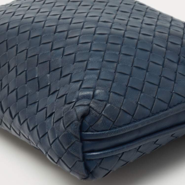 Pre Owned Bottega Veneta Blue Intrecciato Leather Nodini Crossbody Bag