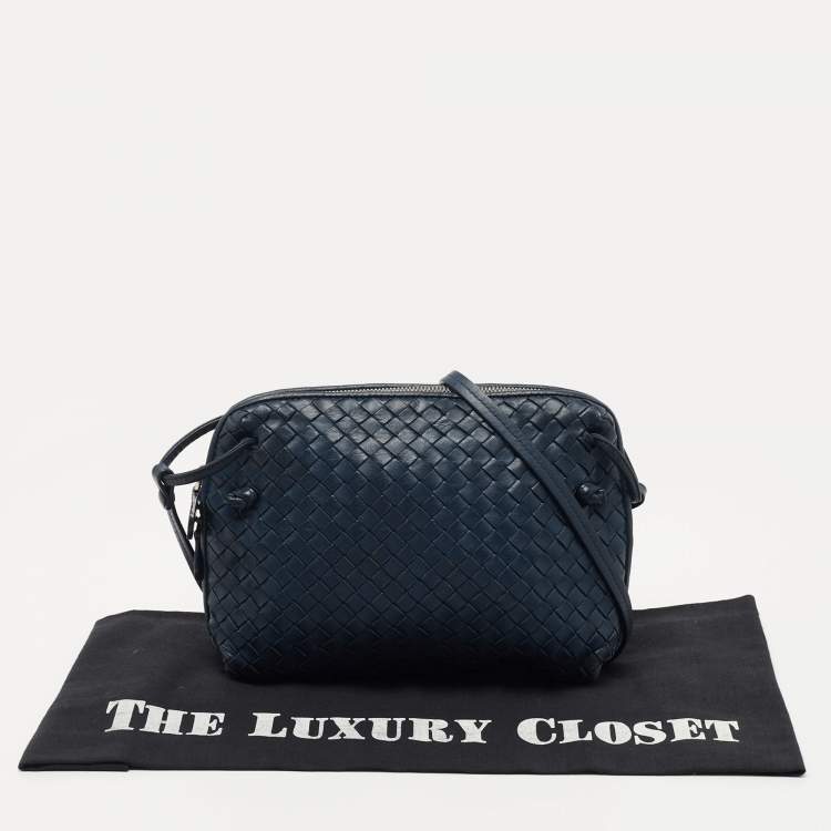Pre Owned Bottega Veneta Blue Intrecciato Leather Nodini Crossbody Bag