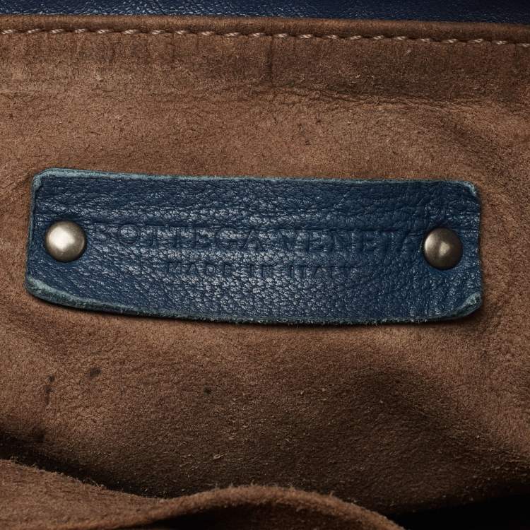 Pre Owned Bottega Veneta Blue Intrecciato Leather Nodini Crossbody Bag