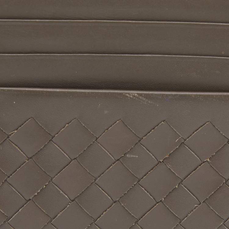 مملوكة مسبقًا Bottega Veneta Grey Intrecciato Leather Card Holder