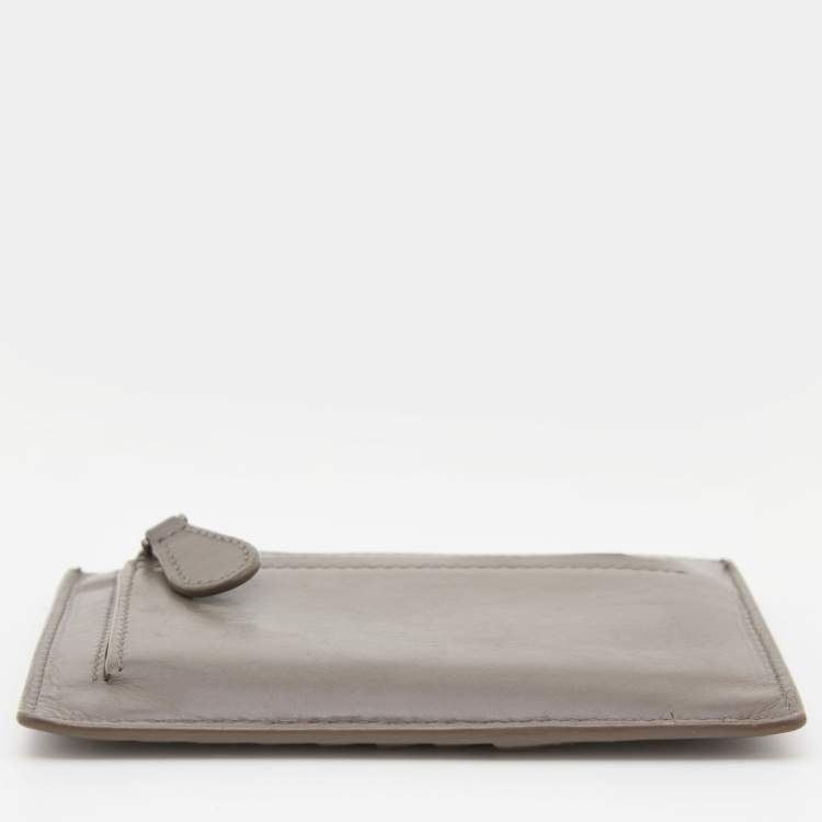 مملوكة مسبقًا Bottega Veneta Grey Intrecciato Leather Card Holder