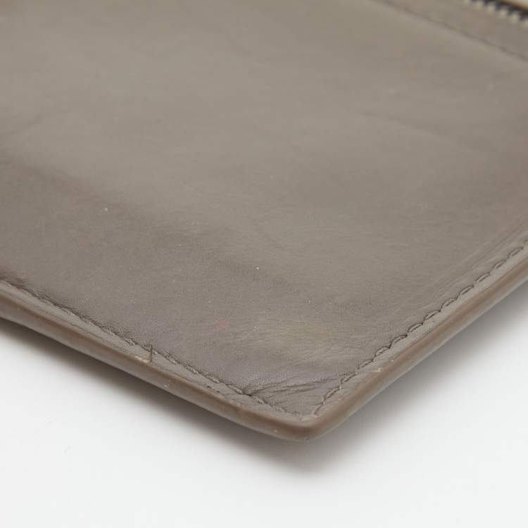 مملوكة مسبقًا Bottega Veneta Grey Intrecciato Leather Card Holder