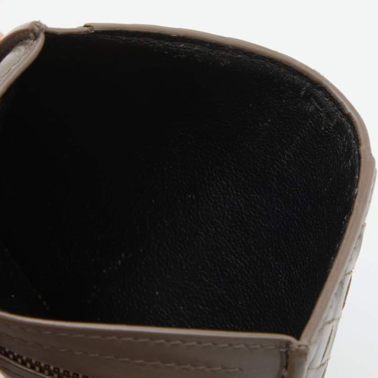 مملوكة مسبقًا Bottega Veneta Grey Intrecciato Leather Card Holder