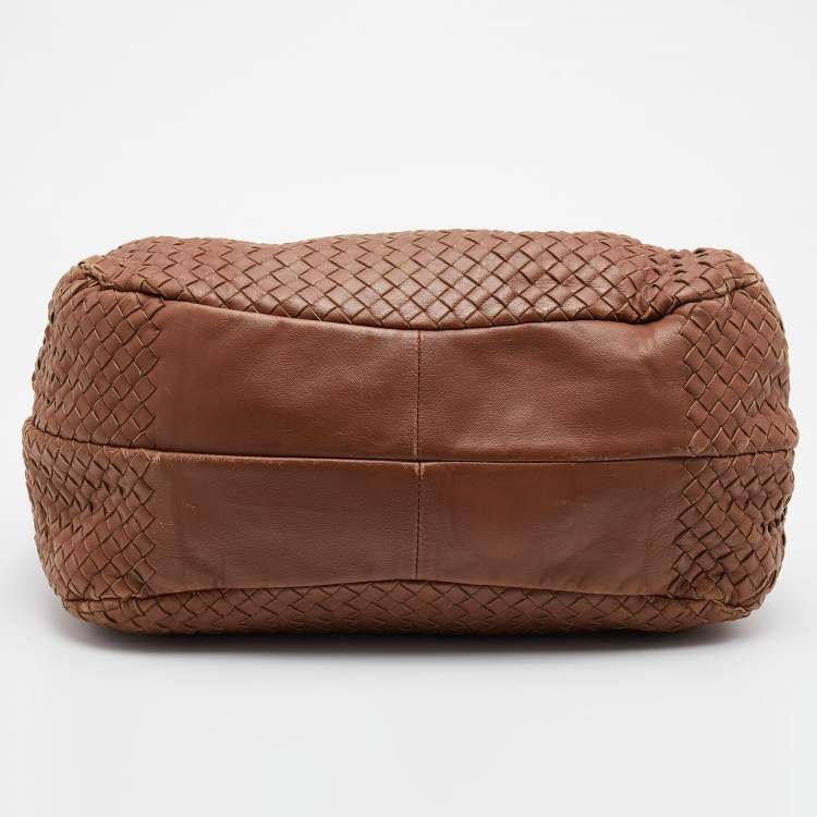 Pre Owned Bottega Veneta Brown Intrecciato Leather Campana Hobo