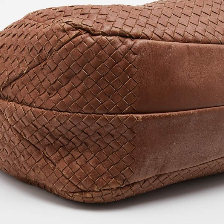 Pre Owned Bottega Veneta Brown Intrecciato Leather Campana Hobo
