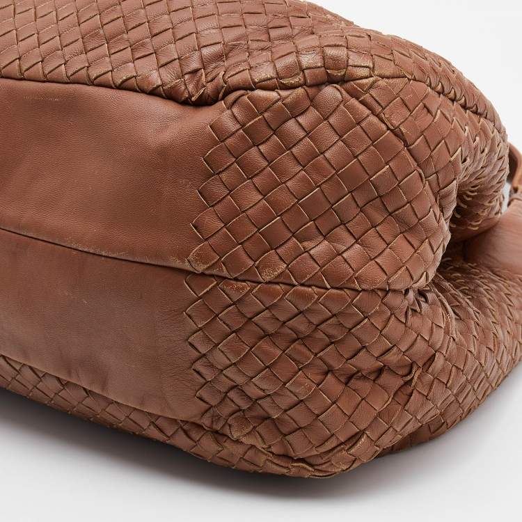 Pre Owned Bottega Veneta Brown Intrecciato Leather Campana Hobo