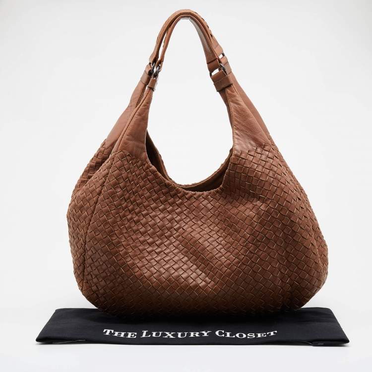 Pre Owned Bottega Veneta Brown Intrecciato Leather Campana Hobo