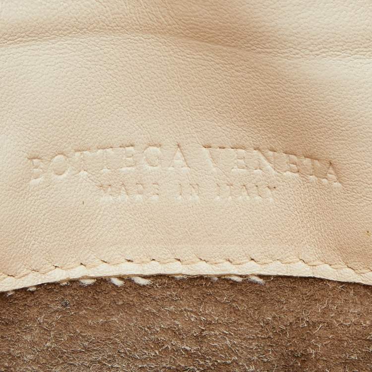 Pre Owned Bottega Veneta Off White Intreccaito Leather Olimpia Chain Shoulder Bag