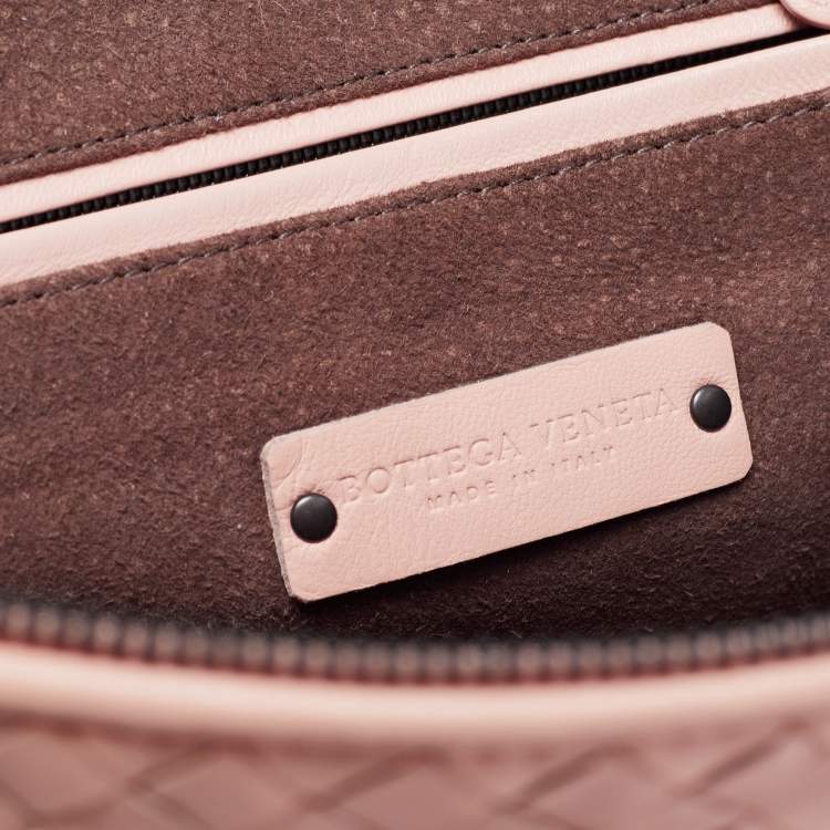 Pre Owned Bottega Veneta Pink Intrecciato Leather Large Nodini Crossbody Bag