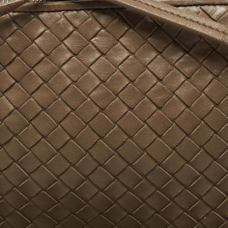 Pre Owned Bottega Veneta Dark Beige Intrecciato Leather Nodini Shoulder Bag