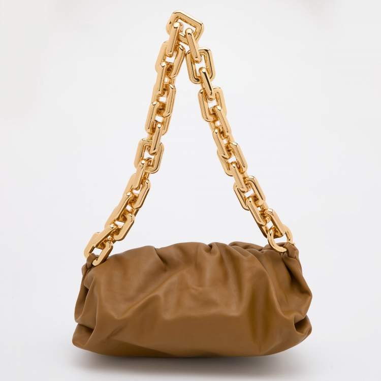 Pre Owned Bottega Veneta Brown Leather Chain Pouch Shoulder Bag