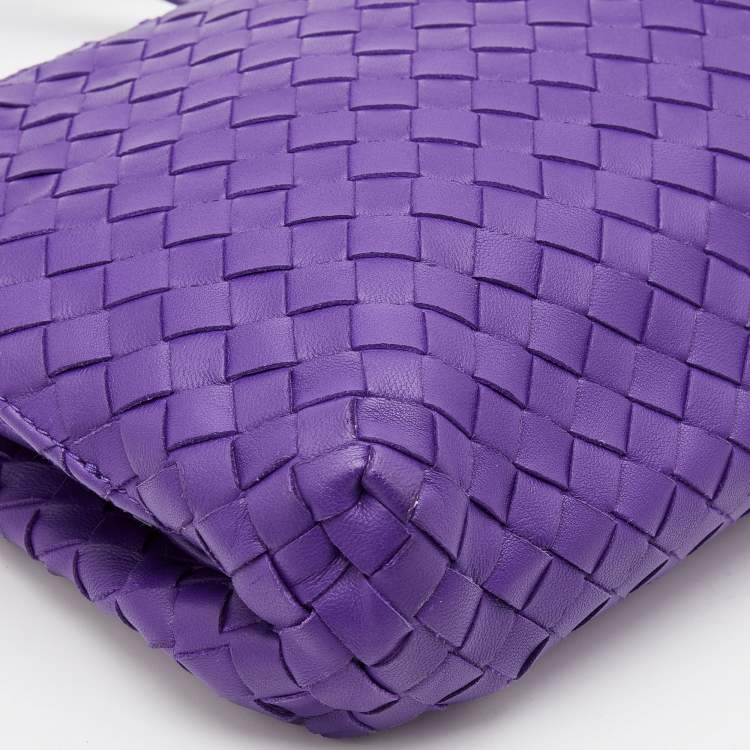 Pre Owned Bottega Veneta Purple Intrecciato Leather Shoulder Bag
