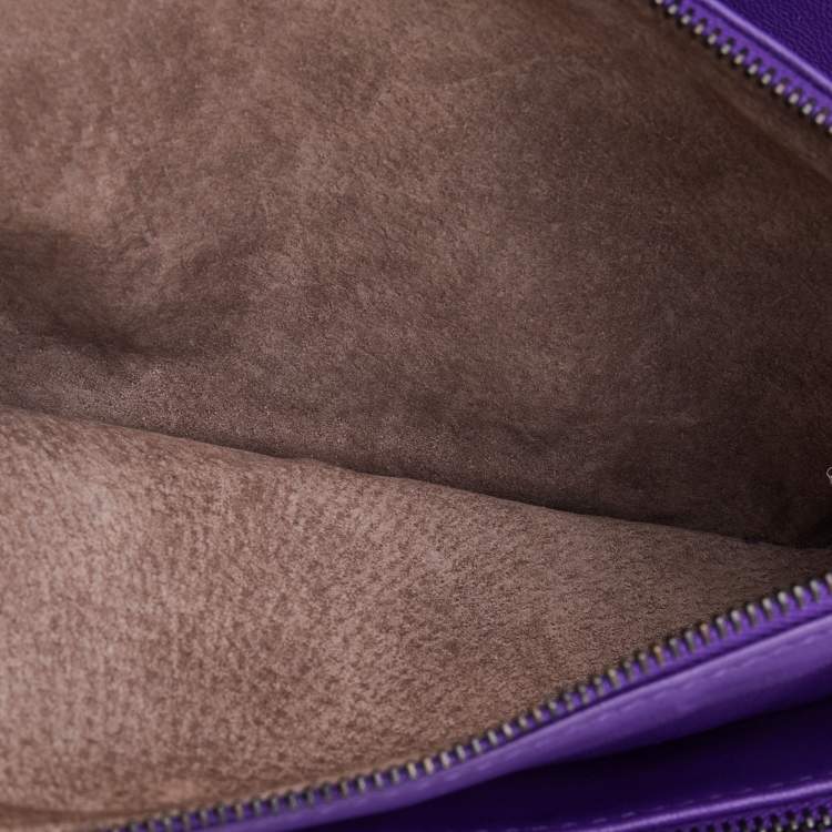 Pre Owned Bottega Veneta Purple Intrecciato Leather Shoulder Bag
