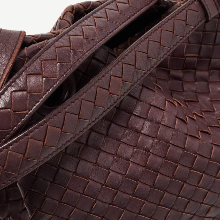 Pre Owned Bottega Veneta Burgundy Intrecciato Leather Bella Tote