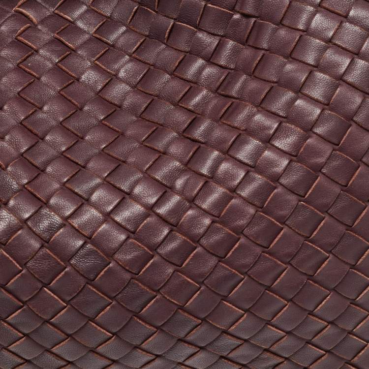 Pre Owned Bottega Veneta Burgundy Intrecciato Leather Bella Tote