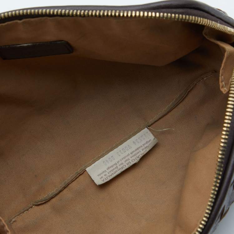 Pre Owned Bottega Veneta Dark Brown Intrecciato Leather Zip Pouch