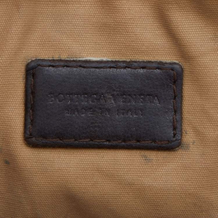 Pre Owned Bottega Veneta Dark Brown Intrecciato Leather Zip Pouch
