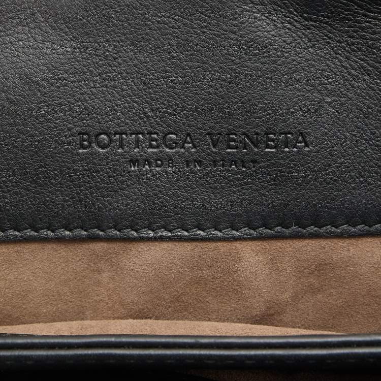 Pre Owned Bottega Veneta Black Intrecciato Leather Olimpia Flap Shoulder Bag