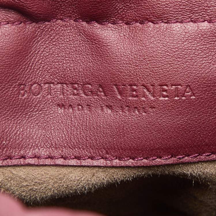 Pre Owned Bottega Veneta Burgundy Intrecciato Leather Bucket Bag