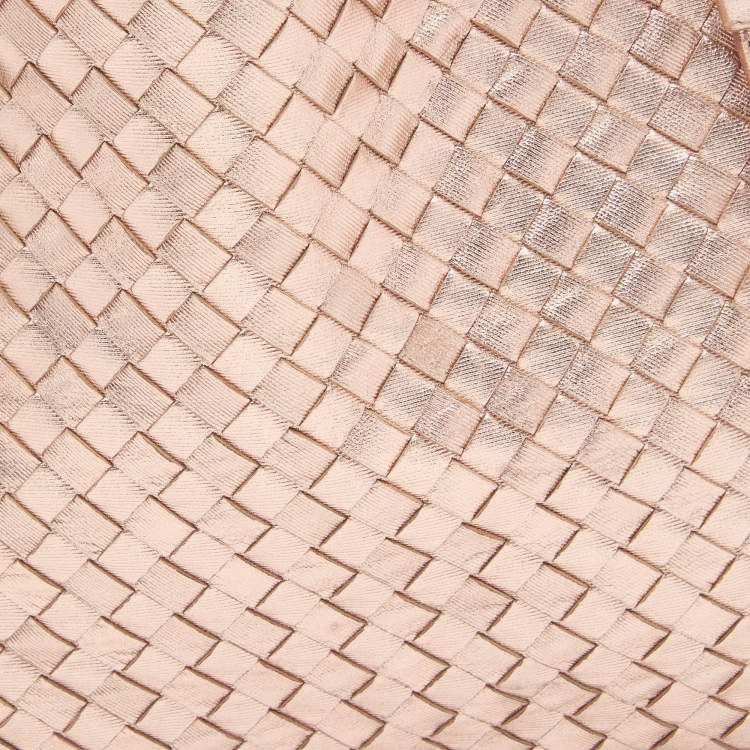 Pre Owned Bottega Veneta Metallic Rose Gold Intrecciato Leather Cesta Tote