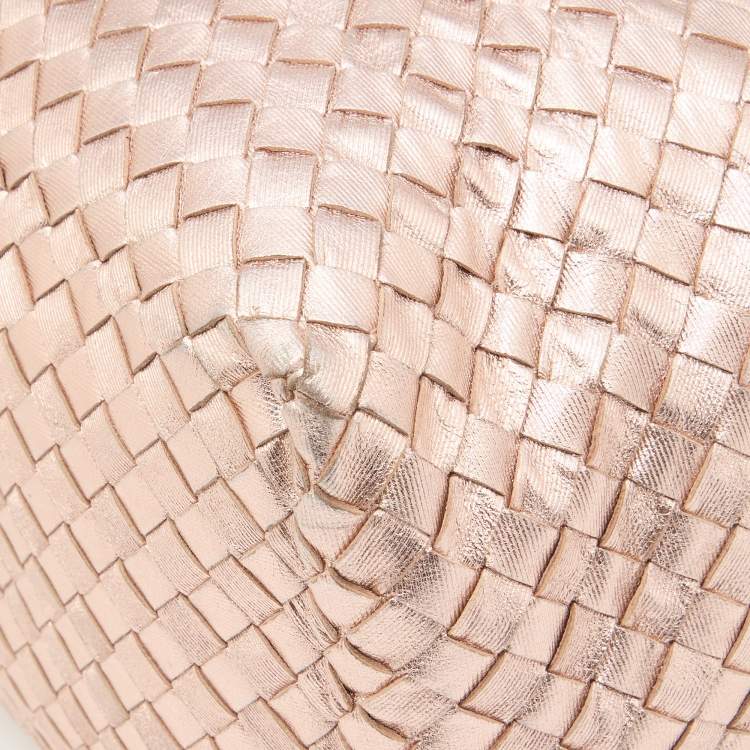 Pre Owned Bottega Veneta Metallic Rose Gold Intrecciato Leather Cesta Tote
