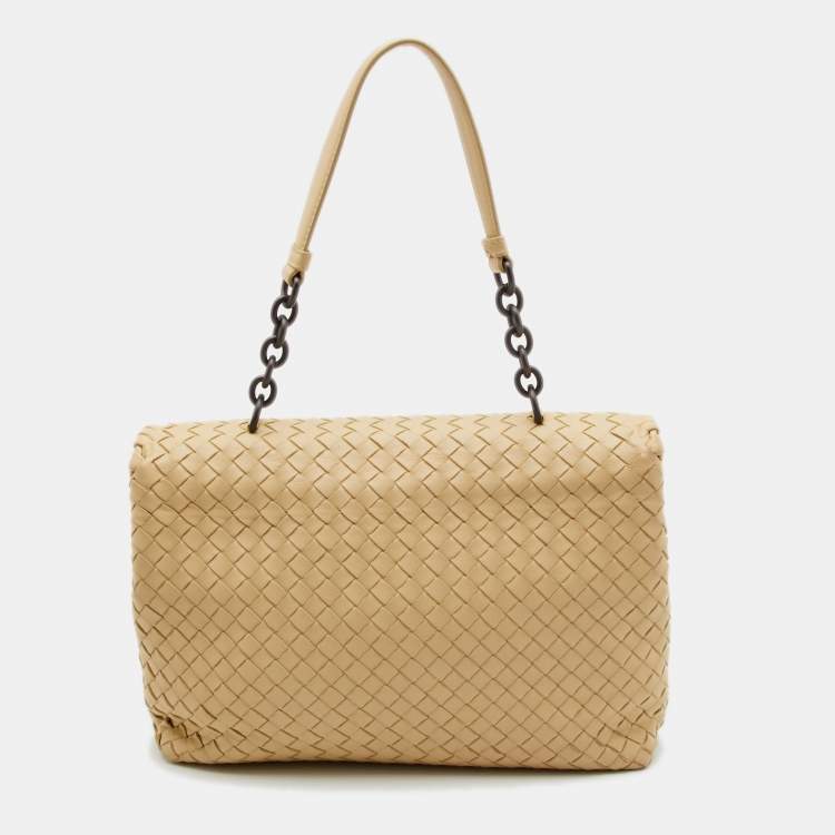 Pre Owned Bottega Veneta Cream Intrecciato Leather Olimpia Top Handle Bag
