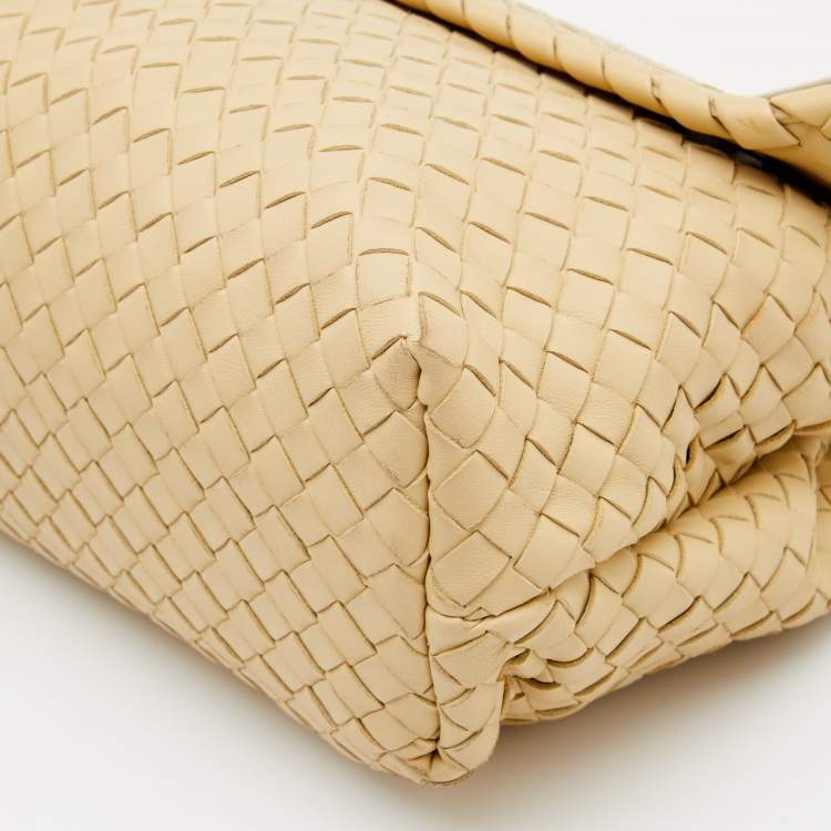 Pre Owned Bottega Veneta Cream Intrecciato Leather Olimpia Top Handle Bag