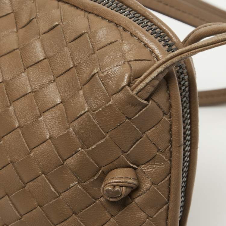 Pre Owned Bottega Veneta Beige Intrecciato Leather Nodini Crossbody Bag
