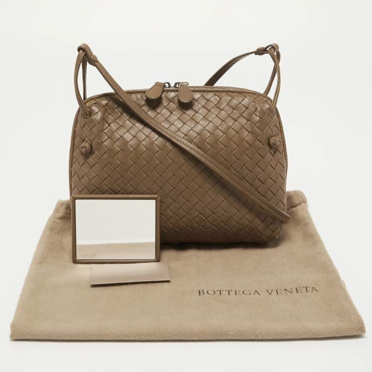 Pre Owned Bottega Veneta Beige Intrecciato Leather Nodini Crossbody Bag