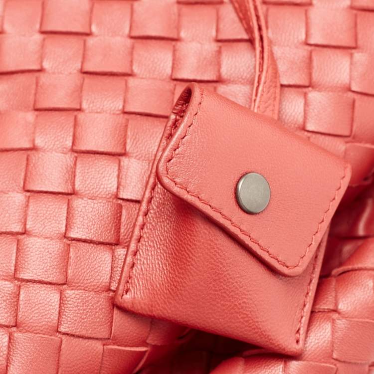 Pre Owned Bottega Veneta Red Intrecciato Leather Montaigne Satchel