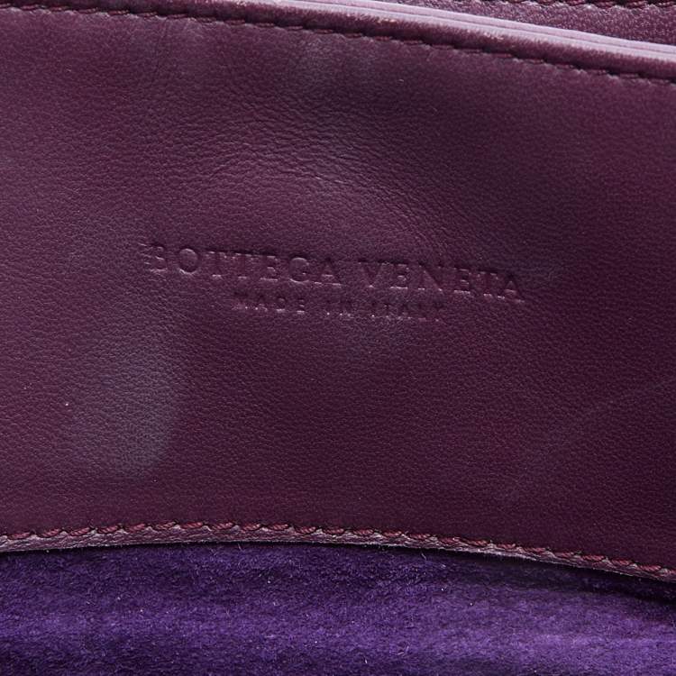 Pre Owned Bottega Veneta Plum Purple Intrecciato Leather Roma Tote