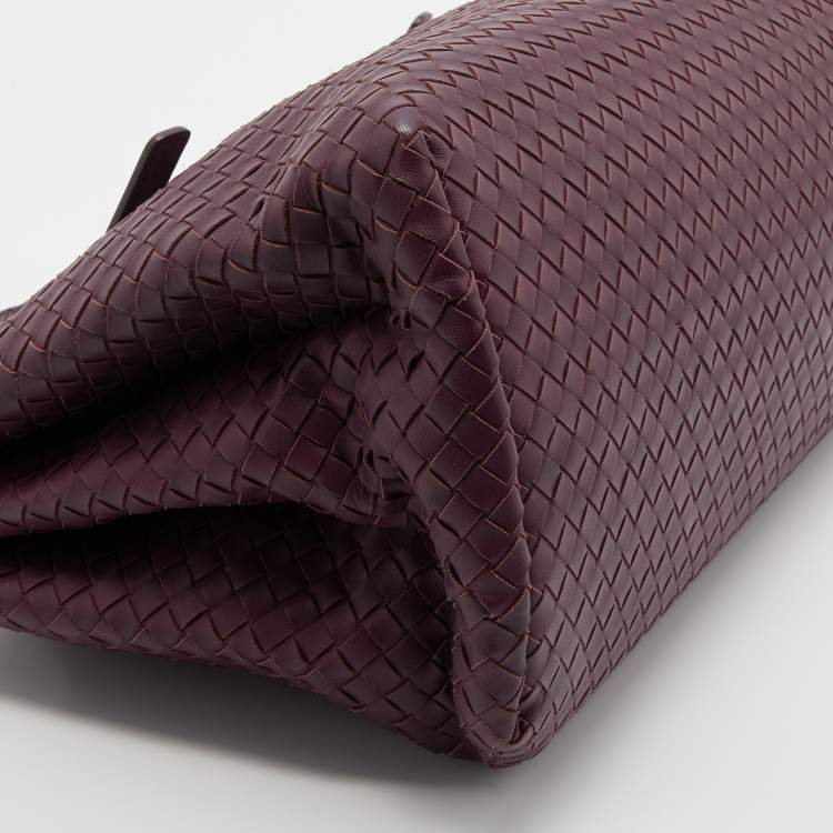 Pre Owned Bottega Veneta Plum Purple Intrecciato Leather Roma Tote