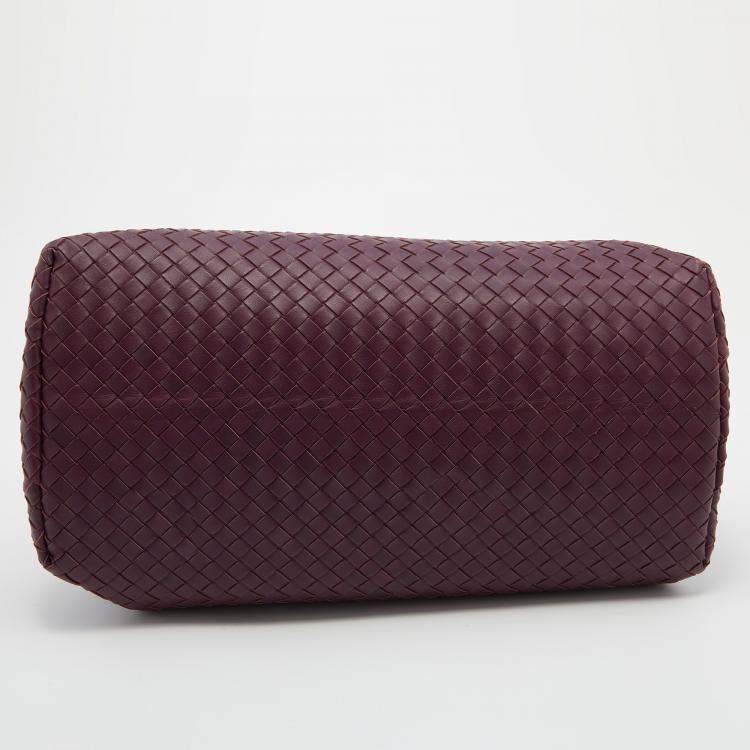 Pre Owned Bottega Veneta Plum Purple Intrecciato Leather Roma Tote