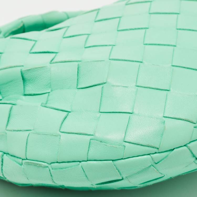 Pre Owned Bottega Veneta Green Intrecciato Leather Mini Jodie Hobo