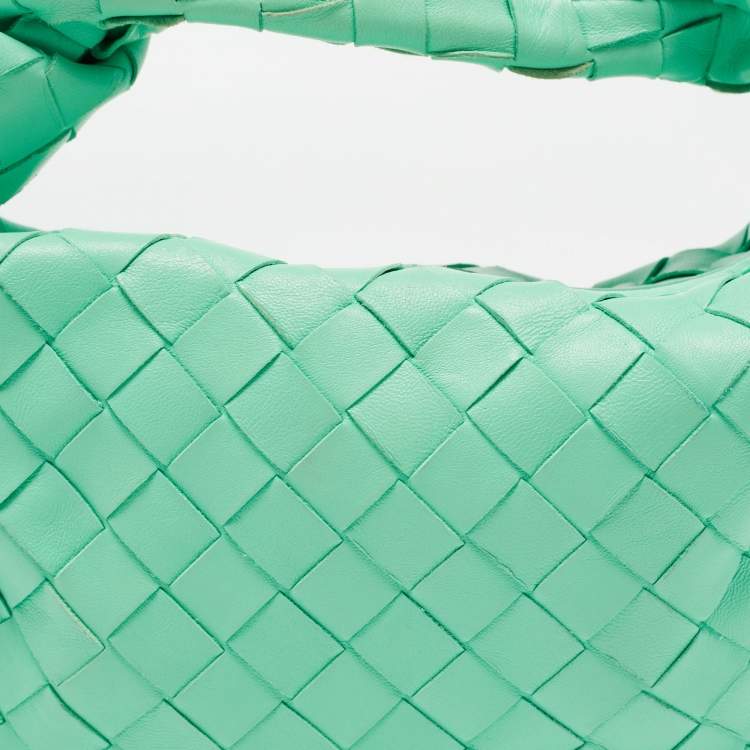 Pre Owned Bottega Veneta Green Intrecciato Leather Mini Jodie Hobo