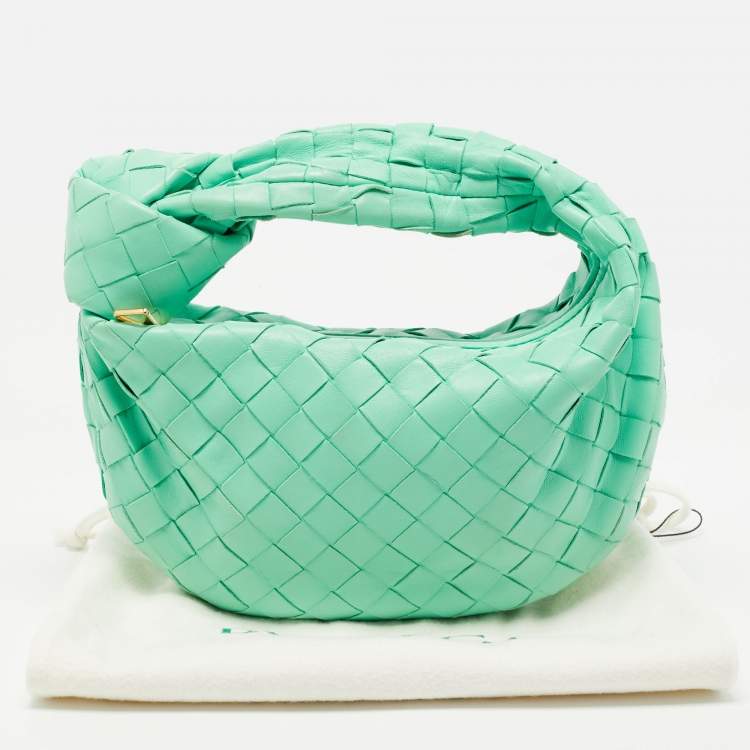 Pre Owned Bottega Veneta Green Intrecciato Leather Mini Jodie Hobo