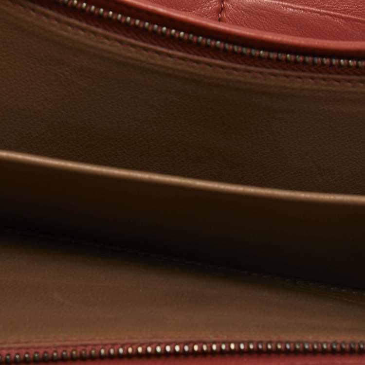 Pre Owned Bottega Veneta Brown Intrecciato Leather Flap Continental Wallet