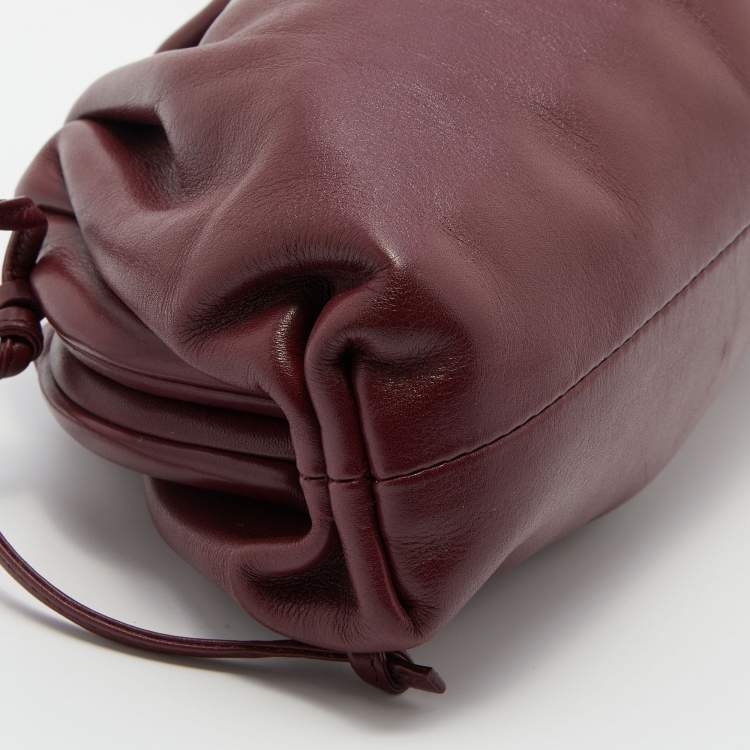 Pre Owned Bottega Veneta Burgundy Leather Mini The Pouch Bag
