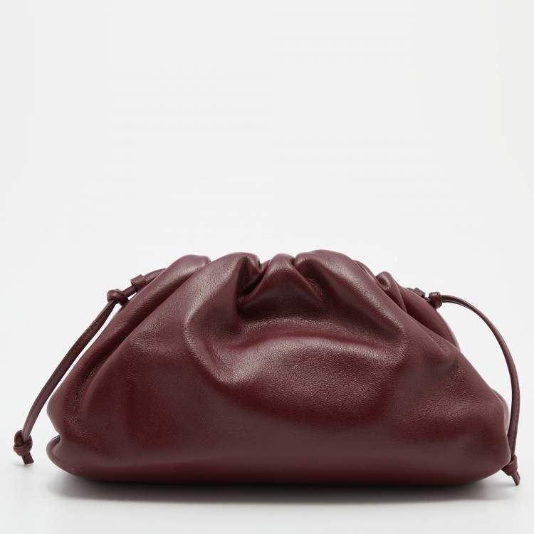 Pre Owned Bottega Veneta Burgundy Leather Mini The Pouch Bag
