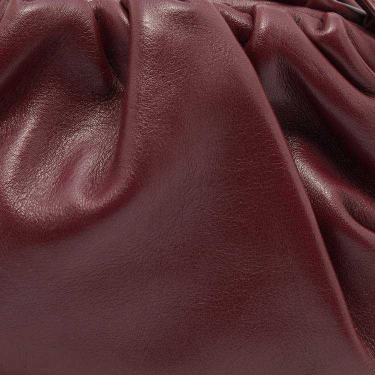 Pre Owned Bottega Veneta Burgundy Leather Mini The Pouch Bag