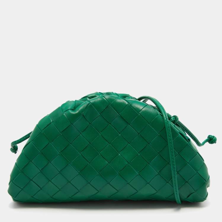 Pre Owned Bottega Veneta Green Leather Mini The Pouch Bag