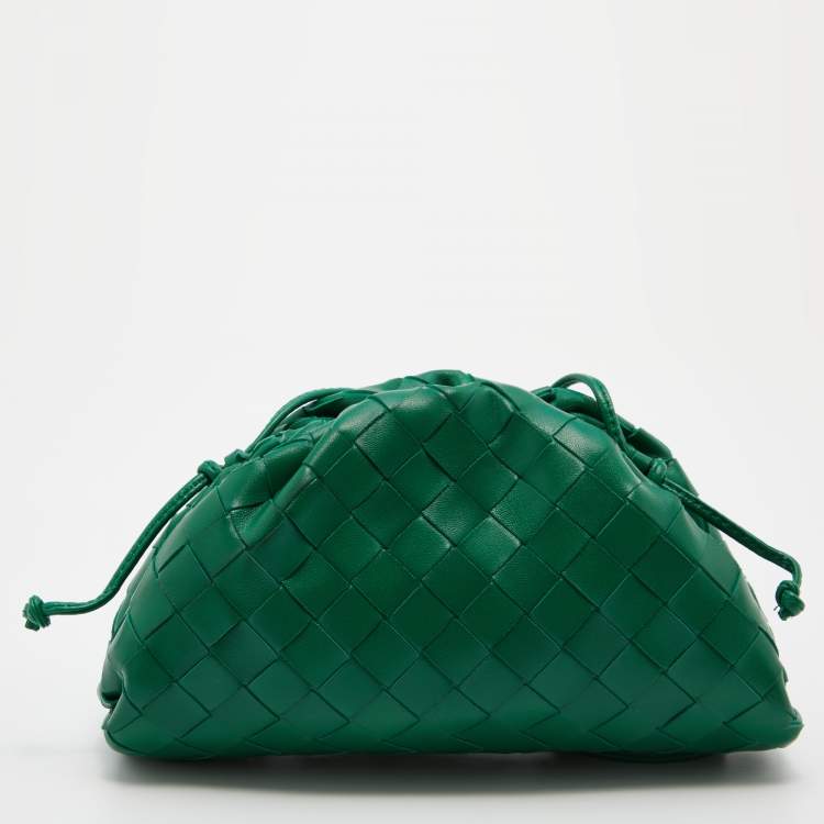 Pre Owned Bottega Veneta Green Leather Mini The Pouch Bag